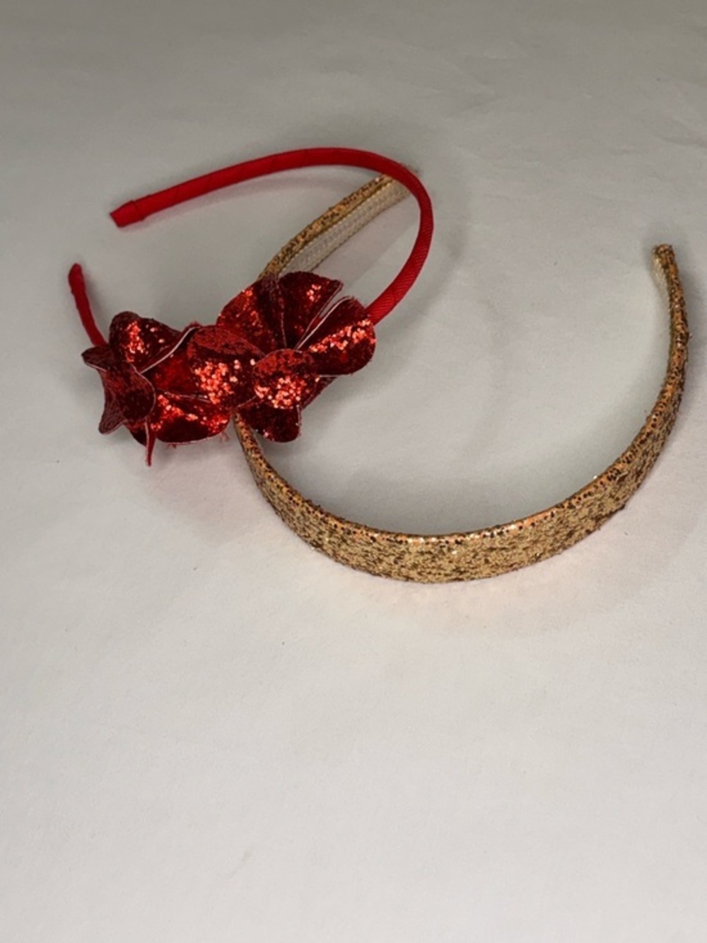 Gold Glitter Headband and Red Sequin Flower Headband - Women Accessories